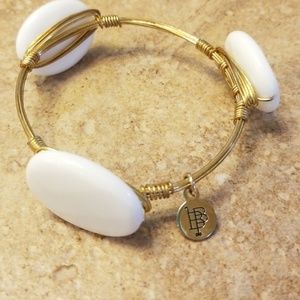 Bourbon and Bowties Bangle Bracelet- white & gold